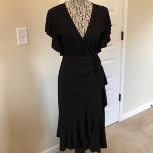 Black Ruffle Wrap Dress